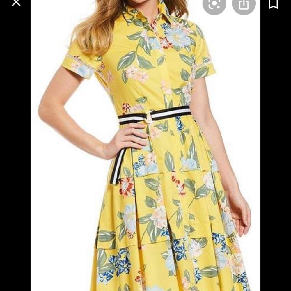 DONNA MORGAN Floral Print Hawaiian Vacation Dress